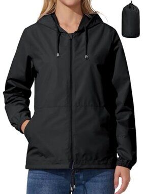 Waterproof Rain Jacket Lightweight Packable Windbreaker for Hiking Cycling